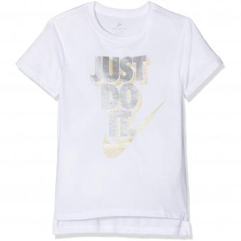 Nike AH5150 Camiseta, niña, Blanco, Small