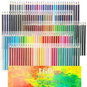 160 Lápices de colores de arte aceitoso para niños y adultos Libros para colorear Obra de arte con borrador y sacapuntas de Ccfoud