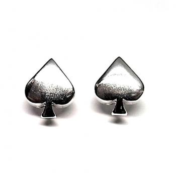 Pendientes de Plata Ley 925m Inmaculada Romero As de Picas 12mm para Mujer y Pendientes Rectangulares de Oro 18k con Cuajo de Circonitas Omega para Mujer