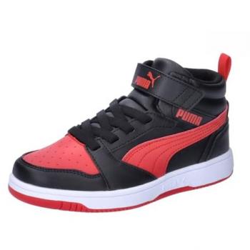 Puma Rebound V6 Mid AC+ PS Zapatillas de fútbol para niño, color negro/rojo, código 393832-11, talla 35 EU