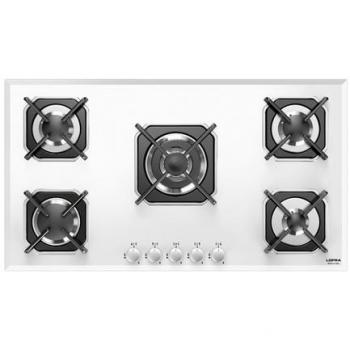 Encimera de Gas Lofra Marte HGB9E0 90 cm Blanca con 5 Fuegos y Triple Corona