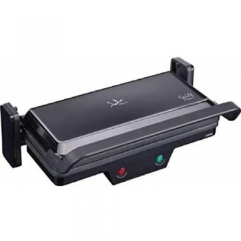 Jata GR266 Grill de Asar 3 en 1 con Placa Superior Baja Recta 180° Para un Mejor Cocinado Placas mixtas 27 x 14 cm Presión de Asado Uniforme Antiadherente, Color Negro