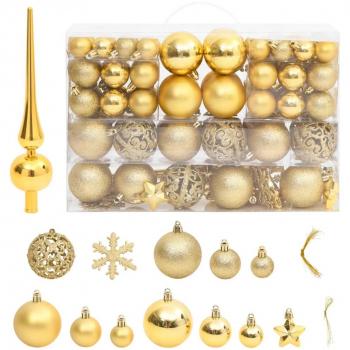 vidaXL Juego de bolas de Navidad 111 pzas poliestireno Color Azul, Blanco, Blanco y gris y más