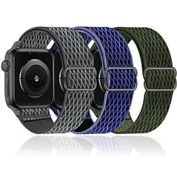 baklon 3 Piezas Compatibles con Correa de Reloj Apple 38mm 40mm 41mm,Correa de Nylon de Repuesto Compatible con iWatch Series SE/7/6/5/4/3/2/1
