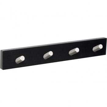 Percha de Pared con 4 Pomos Inclinados - Negro Inox