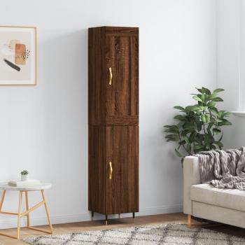 Aparador alto de madera contrachapada en color roble marrón, dimensiones 34,5x34x180 cm, con 1 puerta, ideal como mueble de almacenaje para salón o armario auxiliar