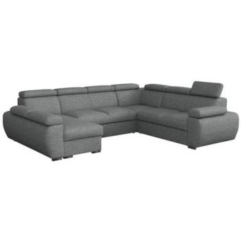 Sofá Rinconero Columbus 214, Gris, Función de Descanso, Caja de Ropa de Cama, 325x260x85cm