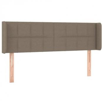 Cabecero de tela gris taupe con orejas 147x16x78/88 cm
