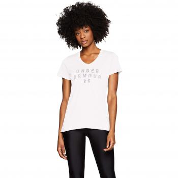 Under Armour Tech Ssv Graphic Camisa Manga Corta, Mujer, Blanco, XL