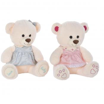 Oso de Peluche DKD Home Decor Beige Rosa Verde Infantil 20 x 20 x 50 cm (2 Unidades)
