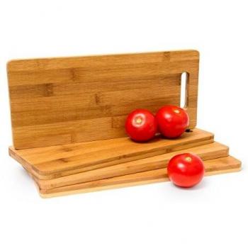 Set de 4 Tablas de Cortar de Bambú con Asa, Dimensiones: 1.5 x 35 x 15 cm, Multiusos, Naturales