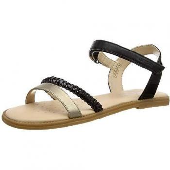 Geox J Sandal Karly Girl, Sandalias con Punta Abierta Niños, Negro
