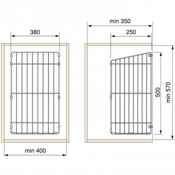 Cesto de lavandería con sistema de puerta abatible, módulo 450mm, acero cromado