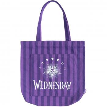 Bolso de Tela Miércoles Addams - Tote bag negro con asas cómodas, 40x42cm, bolsa de algodón reutilizable y pegable