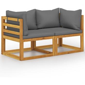 2-Seater Garden Bench with Dark Grey Cushions