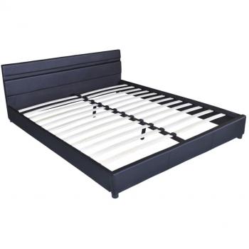 vidaXL Cama negra de matrimonio con tapicería cuero artificial