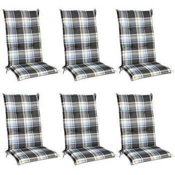 Set de 6 Cojines Acolchados para Sillas de Exterior con Respaldo Alto Sunny 120x50x6 cm - Comodidad y Resistencia al Clima