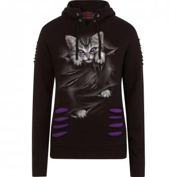 Spiral Bright Eyes Gothic Hooded Sweatshirt - Black - S to XXL for Women