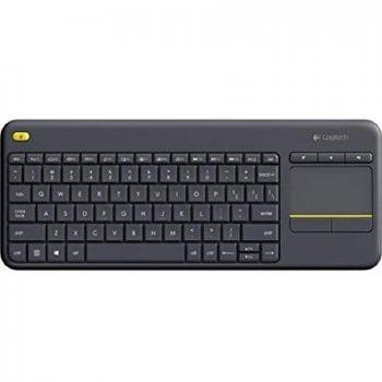 Logitech K400 Plus Teclado Inalámbrico con Touchpad para Televisores Conectados a PC, Teclas Especiales Multi-Media, Windows, Android, Ordenador/Tablet, Disposición QWERTY Checo, Negro