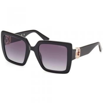 Guess GU00103 Square Sunglasses with Rhinestone Logo, Black, 52mm