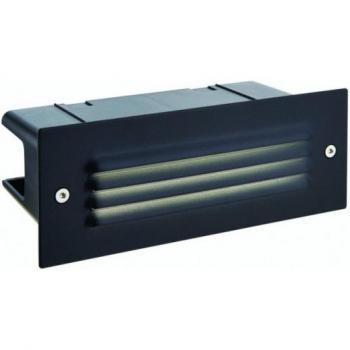 Aplique de pared empotrable para exteriores LED integrado Saxby Seina negro de acero inoxidable con textura, IP44