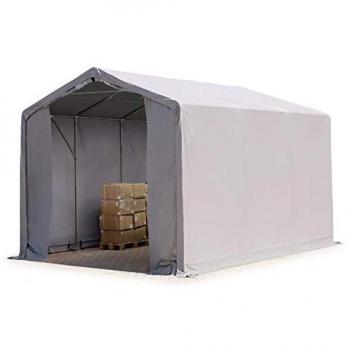 Carpa Industrial 3x6 m con Altura Lateral de 3m, Puerta con Cremallera, PVC 850, 100% Impermeable, Gris