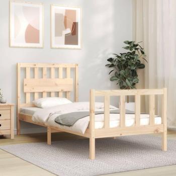Estructura de cama con cabecero de madera maciza vidaXL color marrón