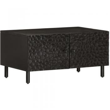 Mesa de centro vidaXL de madera maciza de mango, dimensiones 80x50x40 cm, color negro y natural, adecuada para salón o comedor como mesita auxiliar o mesa de café