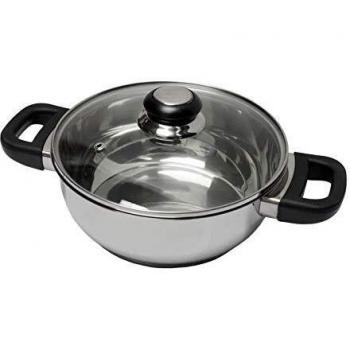 Cacerola Todo Uso Baumalu Acero Inoxidable 24 cm con Tapa de Cristal Saphir y Asas de Bakelita