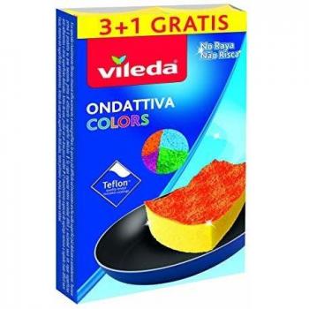 Vileda Ondattiva Colors 3+1, Esponja, Multicolor, 13 x 22 x 2.6 cm, 4 unidades