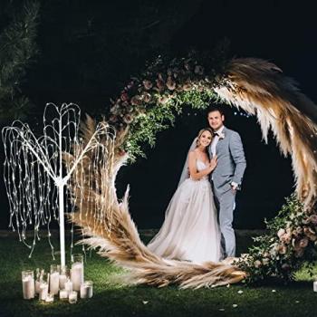 Arco de Boda Plateado 2m con Sauce Llorón Iluminado 240cm Luz LED Blanco Cálido