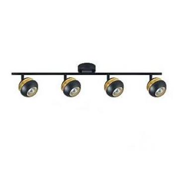Regleta Moderna Beethoven 4 Focos Articulados GU10 Negro/Oro - Diseño Elegante para Baño y Decoración