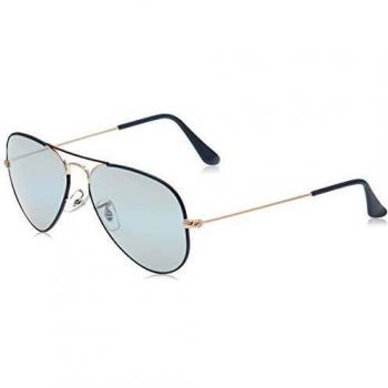 Ray-Ban Unisex's RayBan Aviator Classic Sunglasses, Bronze Frame with Blue Gradient Mirror Lenses, 55
