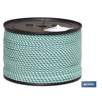 Cofan Carrete Cuerda Trenzada Helicoidal 6 Mm 200 Mts Blanco/Verde