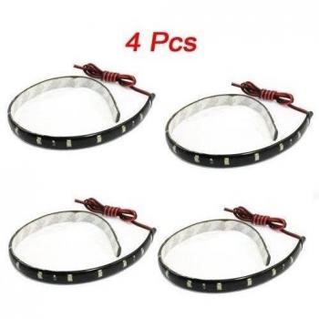 SODIAL(R) 4 x Tira de Luz LED 30cm Impermeable 15 1210 SMD Flexible Blanco CC 12V