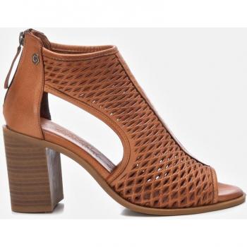 Sandalias de tacón de piel para mujer con cierre de cremallera