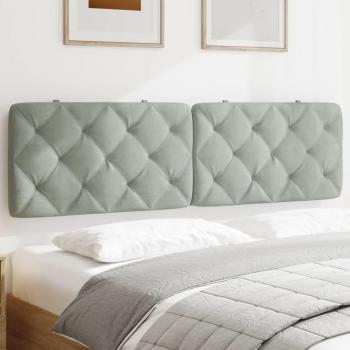 Cabecero de cama acolchado en terciopelo gris claro de 180 cm