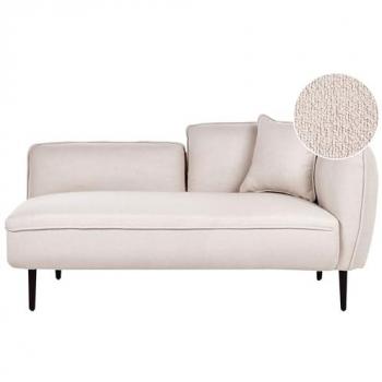 Chaise longue de bouclé beige claro negro derecho con patas de metal y cojín Chevannes