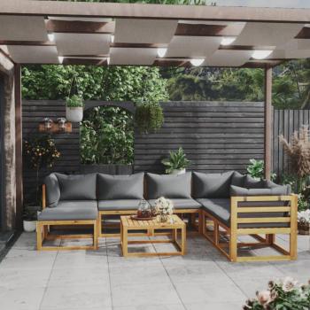 8 Piece Acacia Wood Garden Lounge Set with Cushions