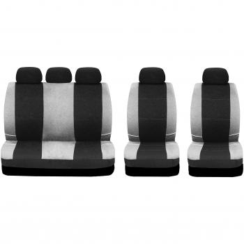 Sakura Merton By0802 - Fundas para Asientos y Reposacabezas de Coche, Juego Completo Universal, Dobladillos Elásticos, Compatibles con Airbags Laterales, Aptos para Lavadora, Color Negro y Gris