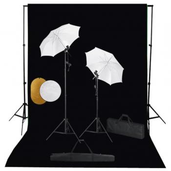Kit Estudio Fotográfico VidaXL con Lámparas, Sombrillas, Fondo y Reflector