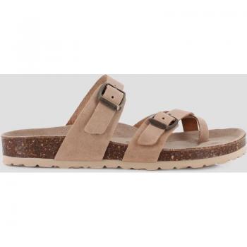 Blogger GINEBRA Sandalias planas de mujer de piel con tiras cruzadas color arena 81503