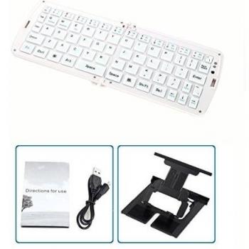 Klein Design wireless foldable keyboard Bluetooth 3.0 ultra thin and easily transportable for iOS, Android, Smartphone, Tablet PC, Windows and so on, color white