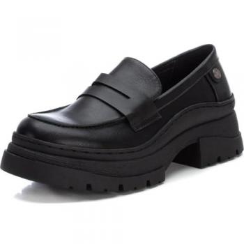 Mocasines clásicos de mujer Refresh 171983 negros planos con suela de goma, talla 37
