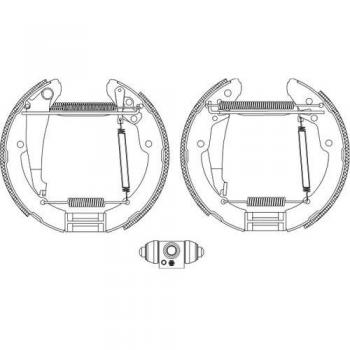 Kit de frenos de tambor HELLA 8DB 355 005-251 con cilindro de rueda y elemento de ajuste para SKODA Octavia I 5 puertas