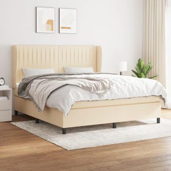 Cama box spring suave con colchón de tela color crema 180x200 cm