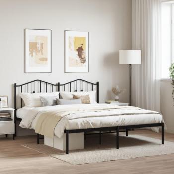 Estructura de cama sin colchón con cabecero metal negro 180x200 cm