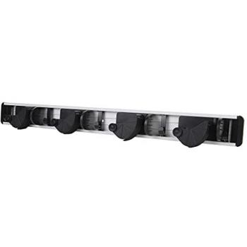 Organizador de escobas Cofan con 4 espacios ajustables y 5 ganchos, medidas 3,5 x 5 x 52 cm, caja de 6 unidades