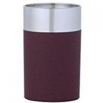 'Axentia Portacepillos Capri, accesorio decorativo baño cepillo de dientes, soporte para montaje en la pared, vidrio Taza con soporte cromado, acero inoxidable, burdeos, 6.8  x  6.8  x  11.2 cm