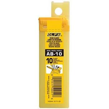 Pack de 10 cuchillas troceables de acero tungsteno 9 mm Olfa AB-10 en estuche plástico